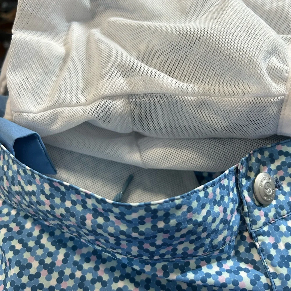 Peter Millar Crown Crafted Palma Dot Blue Swim Trunks Mens XL
